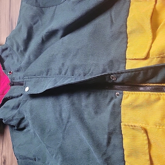 VINTAGE Red Green Yellow Corduroy full zip hoodie - Picture 2 of 6